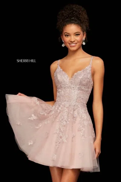 Sherri Hill Metallic Lace And Tulle A-line Cocktail Dress In Ivory In Multi
