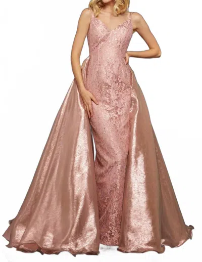 Sherri Hill Metallic Organza Ball Gown In Blush In Gold