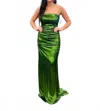 Sherri Hill Metallic Strapless Sheath Gown In Chartreuse In Multi