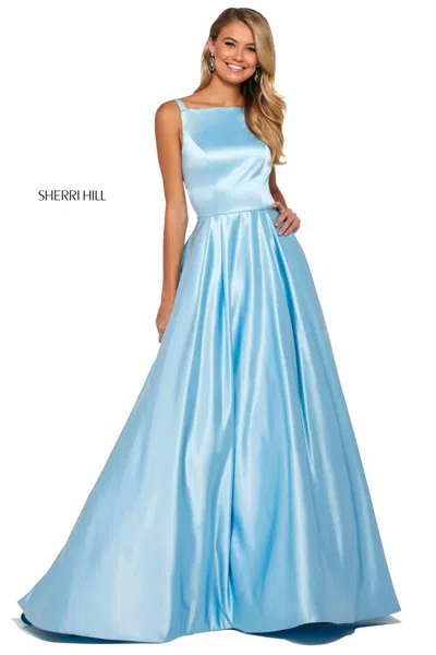Sherri Hill Mikado A-line Prom Gown In Light Blue