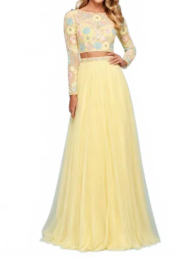 Sherri Hill Multi Beaded Two Piece Gown In Light Yellow