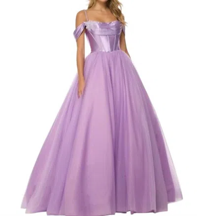 Sherri Hill Off The Shoulder Ballgown In Lilac In Purple