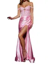 Sherri Hill Off The Shoulder Prom Dress With Keyhole In Pink In Pink