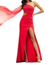 Sherri Hill One Shoulder Scuba Prom Dress In Red In Red