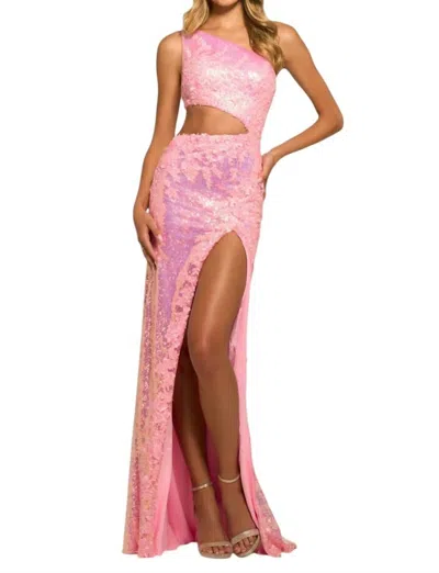 Sherri Hill One Shoulder Sequin Fitted Prom Dress In Pink