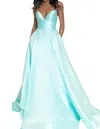 Sherri Hill Open Back Ball Prom Dress In Aqua
