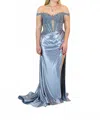 Sherri Hill Prom Dress In Antique Blue In Blue