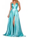 Sherri Hill Prom Satin Dress In Wine In Blue