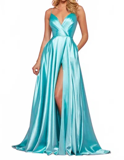 Sherri Hill Prom Satin Dress In Wine In Blue