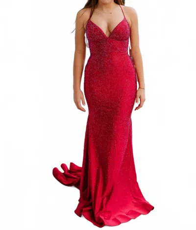Sherri Hill Rhinestone Embellished Prom Dress In Burgundy In Red