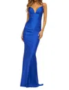 Sherri Hill Ruched Open Back Gown In Royal In Blue