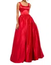 Sherri Hill Satin Low Back Prom Dress In Red In Red