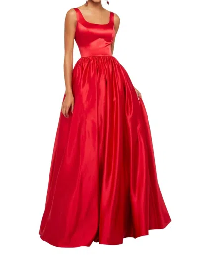 Sherri Hill Satin Low Back Prom Dress In Red