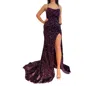 SHERRI HILL SEQUIN STRAIGHT NECKLINE PROM GOWN IN PURPLE