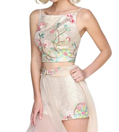 Sherri Hill Sequin Two-piece Dress In Nude/multi