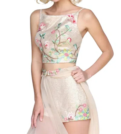 Sherri Hill Sequin Two-piece Dress In Nude/multi