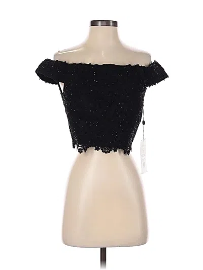 Sherri Hill Short Sleeve Top Black Strapless Neckline Tops