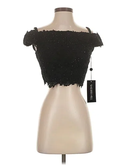 Sherri Hill Short Sleeve Top Black Strapless Neckline Tops