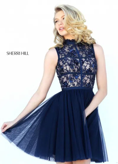 Sherri Hill Sleeveless Mini Dress In Navy In Blue