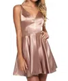 Sherri Hill Sleeveless V-neck Scoop Back Mini Dress In Gold In Pink