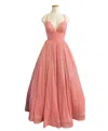 SHERRI HILL SOFT SEQUIN BALL GOWN IN CORAL