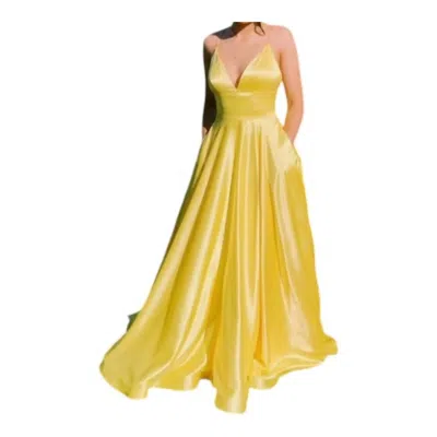 Sherri Hill Spaghetti Strap Prom Dress In Yellow