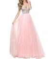 Sherri Hill Sparkly Bodice Prom Dress In Blush Print In Multi