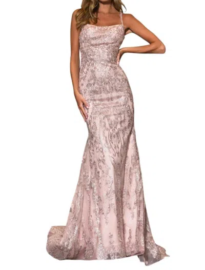 Sherri Hill Straight Neckline Fitted Prom Dress In Blush In White