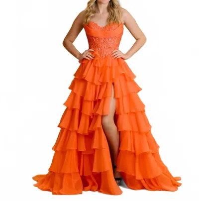 Sherri Hill Strapless A-line Gown In Orange