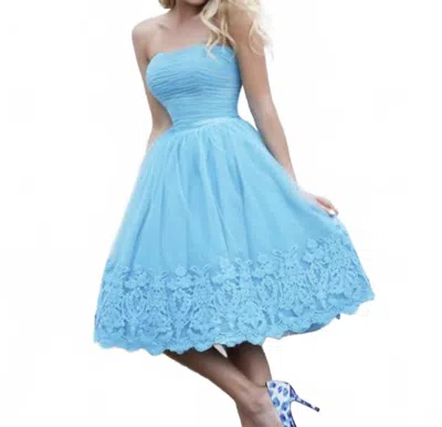 Sherri Hill Strapless Cocktail Dress In Turquoise In Blue