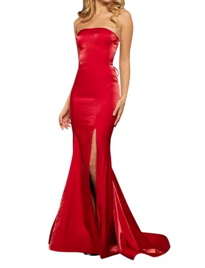 Sherri Hill Strapless Evening Gown In Red