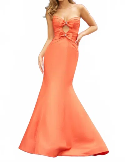 Sherri Hill Strapless Fitted Taffeta Mermaid Gown In Orange