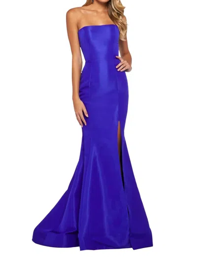 Sherri Hill Strapless Gown In Royal In Blue