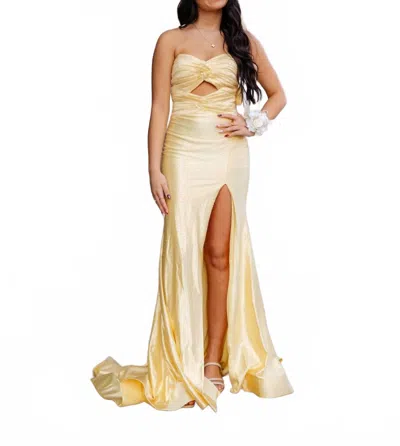 Sherri Hill Strapless Hot Fix Prom Dress In Yellow