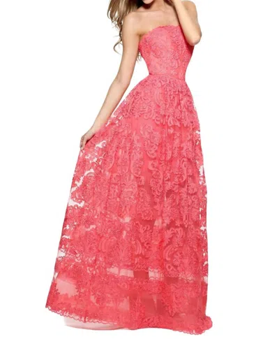 Sherri Hill Strapless Long Prom Dress In Red