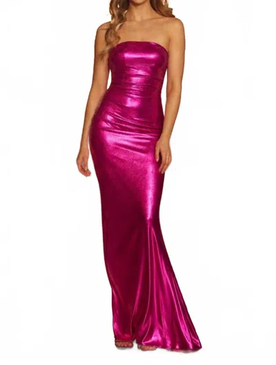Sherri Hill Strapless Maxi Gown In Fuchsia In Multi