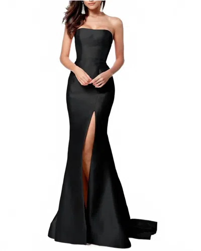 Sherri Hill Strapless Mermaid Gown With Slit In Black