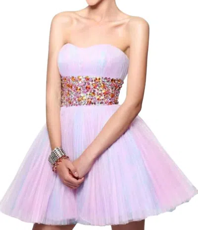 Sherri Hill Strapless Mini Dress In Pink/aqua In Multi