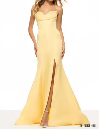 Sherri Hill Strapless Prom Gown In Yellow