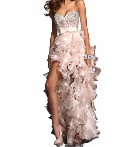Sherri Hill Strapless Sweetheart Maxi Dress In Plum/nude In Pink