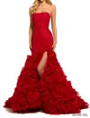 Sherri Hill Strapless Taffeta Mermaid Gown In Red In Red