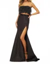 Sherri Hill Strapless Two Piece Prom Gown In Black In Black