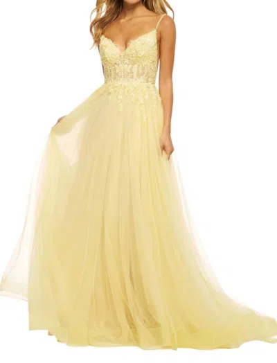 Sherri Hill Stunning Beautiful Lace Bodice Prom Dress In Yellow