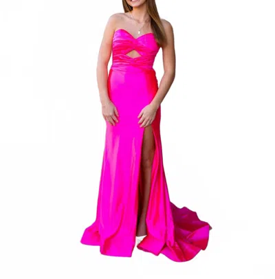 Sherri Hill Stunning Strapless Prom Dress With Side Slit In Bright Fuchsia In Pink