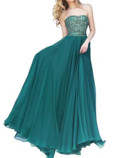Sherri Hill Sweetheart Long Prom Dress In Emerald In Gold