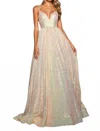 Sherri Hill Sweetheart Soft Sequin Prom Dress In Champagne In Multi