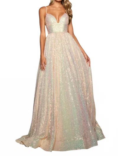 Sherri Hill Sweetheart Soft Sequin Prom Dress In Champagne In Multi