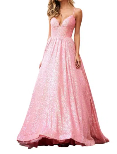 Sherri Hill Sweetheart Soft Sequin Prom Dress In Coral In Pink