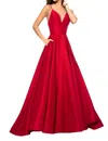 Sherri Hill Taffeta A-line Gown In Red In Red