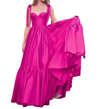 SHERRI HILL TAFFETA BALL GOWN IN FUCHSIA